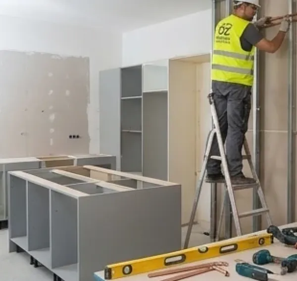 Montaje de mobiliario en una cocina